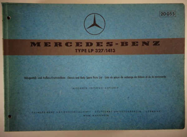 Teilekatalog Mercedes Benz Typ LP 327 / 1413 Stand 11/1966