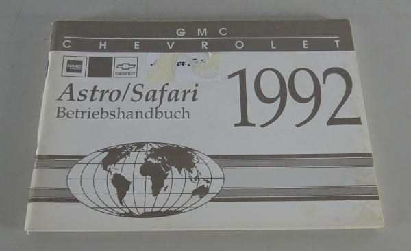 Betriebsanleitung Handbuch Chevrolet + GMC Astro / Safari Stand 1992