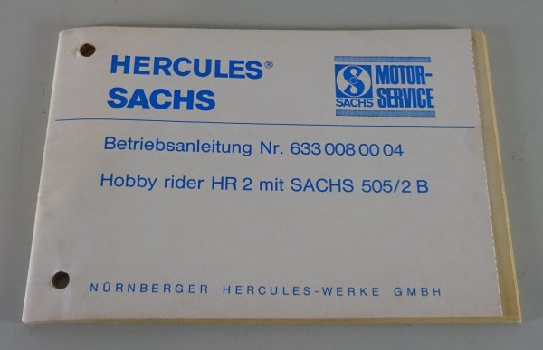 Betriebsanleitung / Handbuch Hercules Mofa Hobby Rider HR 2 Stand 02/1980