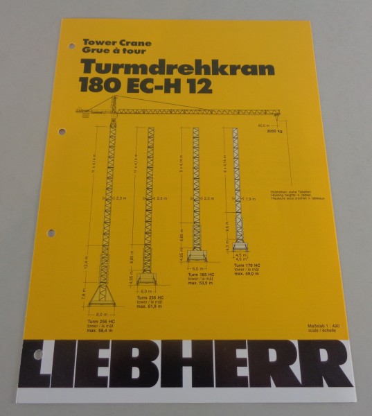 Datenblatt / Technische Beschreibung Liebherr Turmdrehkran 180EC-H12 von 07/1991