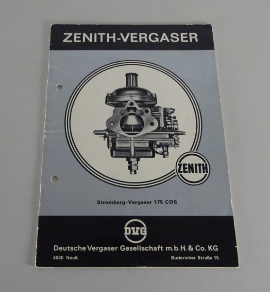 Handbuch Zenith Stromberg Vergaser 175 CDS für BMW / Mercedes Stand 11/1967