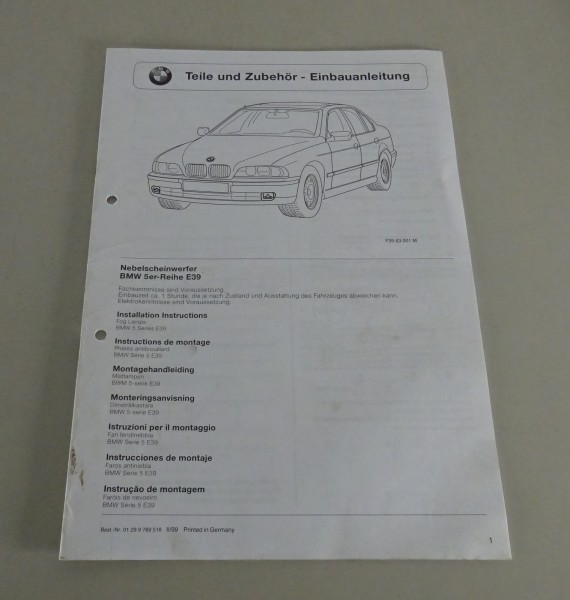 Einbauanleitung BMW Nebelscheinwerfer für E39 Stand 02/1999