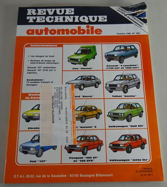 Reparaturanleitung Revue Technique Renault / Fiat / Ford / Opel / VW von 10/1985