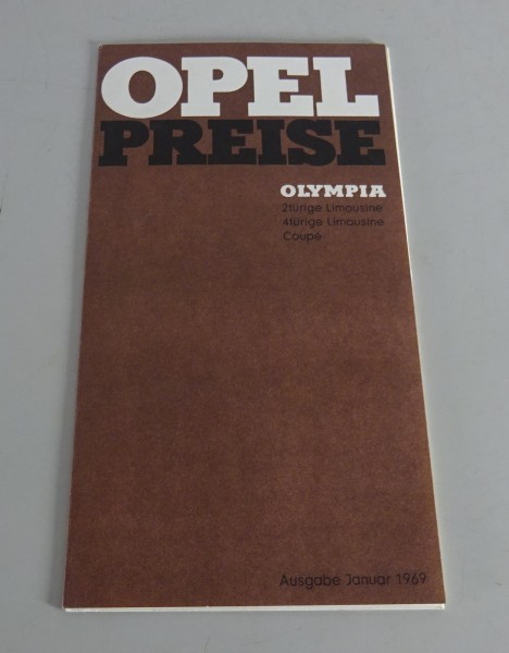 Preisliste Opel Olympia A + Coupé Stand 01/1969