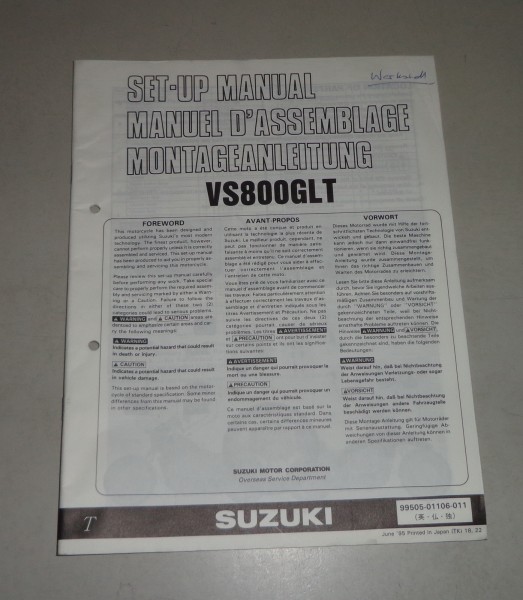 Montageanleitung / Set Up Manual Suzuki VS 800 GL Stand 06/1995