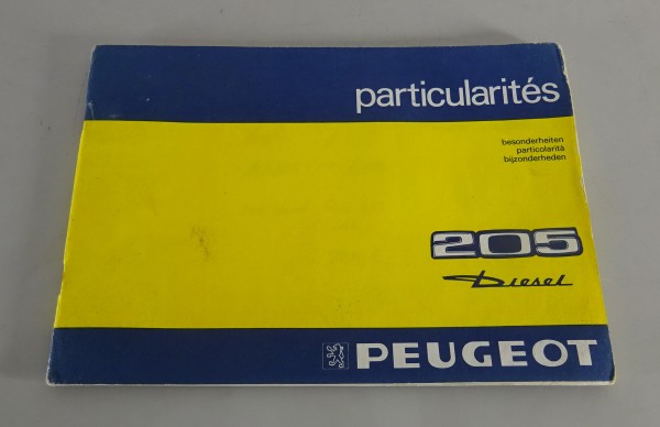 Zusatzbetriebsanleitung Peugeot 205 Diesel GLD / GRD / SRD Stand 01/1984