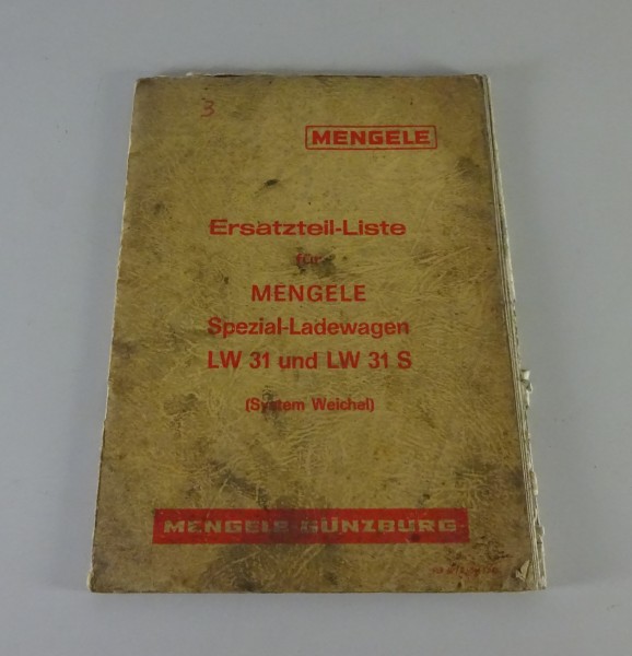 Teilekatalog / Ersatzteilliste Mengele Ladewagen LW 31 / 31 S Stand 1966