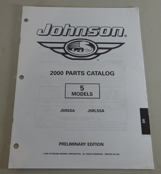 Teilekatalog Johnson Evinrude Außenborder 5PS Modelle J5RSSA | J5RLSSA von 2000