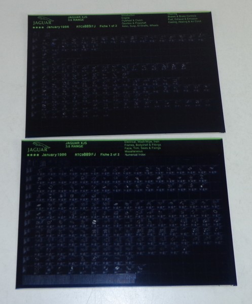 Microfich Teilekatalog / Spare Parts List Jaguar XJS 3.6 Stand 01/1986
