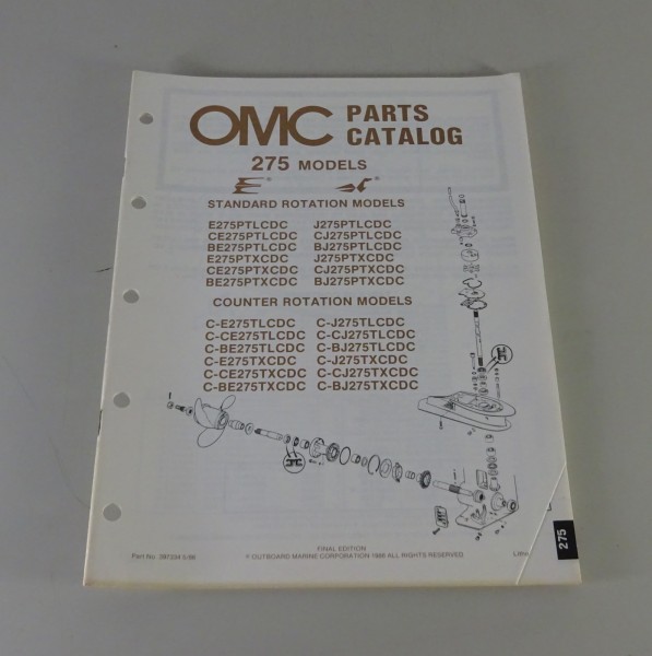 Teilekatalog Johnson Evinrude Außenborder / Outboards 275 PS Models Stand 5/1986
