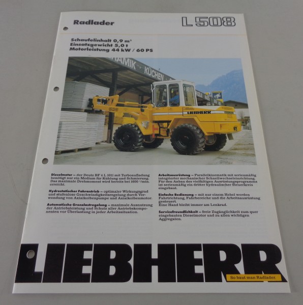 Datenblatt / Technische Beschreibung Liebherr Radlader L 508 von 05/1989