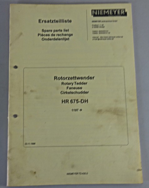 Teilekatalog / Spare Parts List Niemeyer Rotorzettwender HR 675-DH Stand 11/1998