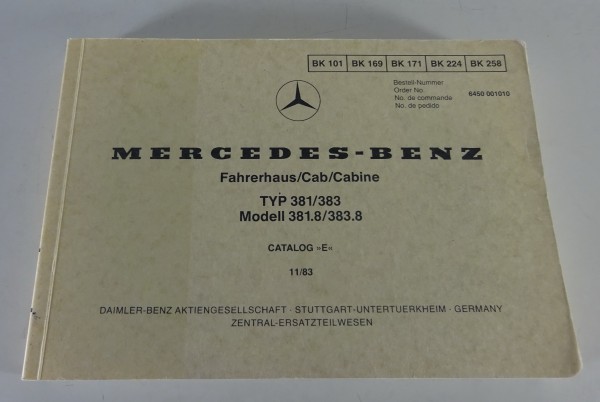 Bildkatalog Mercedes-Benz LKW NG 80 Typ 381 / 383 Fahrerhaus Stand 11/1983