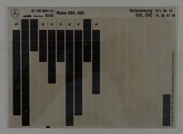 Microfich Teilekatalog Mercedes-Benz M 604 / 605 Verbrennung EVE / ERE 02/1993