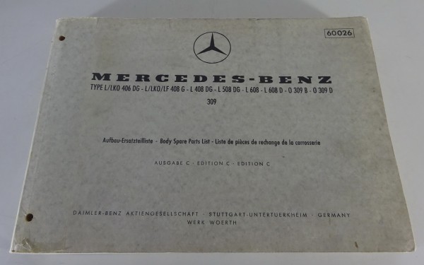 Teilekatalog Mercedes-Benz L 406, 408, 508, 608 + O 309 T2 DüDo von 1973 60026