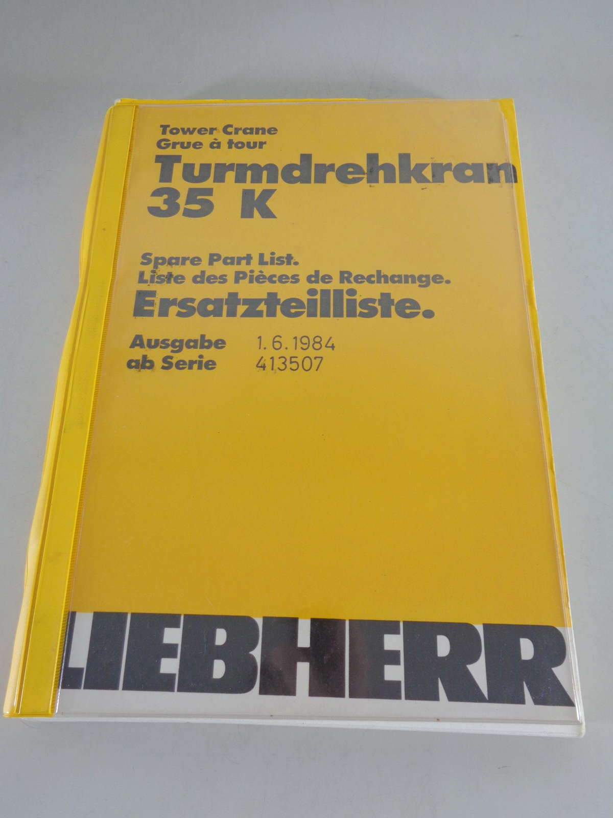 Ersatzteilliste Liebherr Turmdrehkran 35 K Stand 10/1991 Teilekatalog 