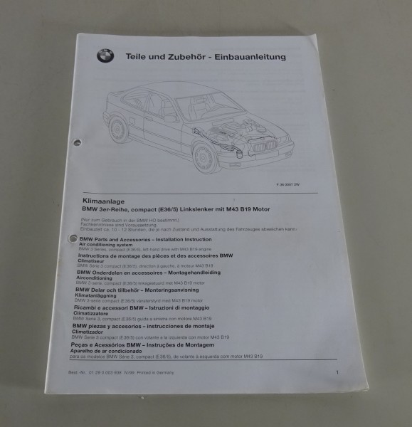 Einbauanleitung BMW Klimaanlage für E36 Compact mit M43 B19 Motor Stand 04/1999