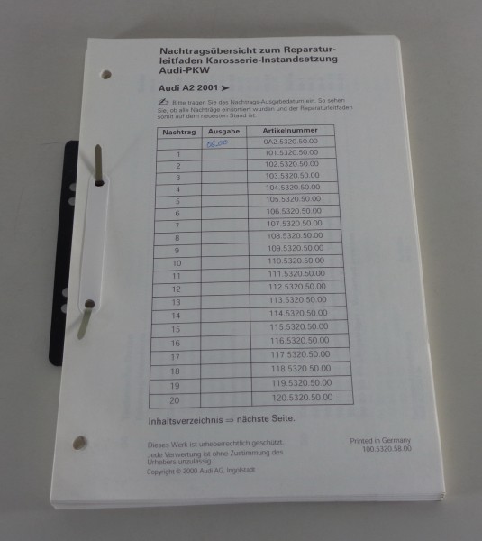 Werkstatthandbuch / Reparaturleitfaden Audi A2 8Z ab 2001 Karosserie