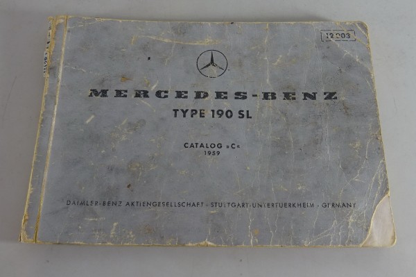 Bildkatalog / Teilekatalog Mercedes-Benz 190 SL R121 Roadster Stand 1959 Ausg. C