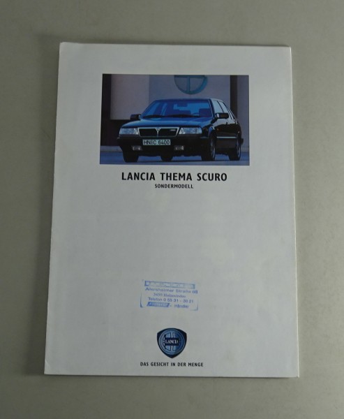 Prospekt / Broschüre Lancia Thema Scuro Sondermodell Stand 1991