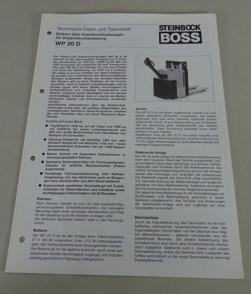 Technisches Datenblatt/ Typenblatt Steinbock Boss Gabelstapler WP 20 D von 07/94