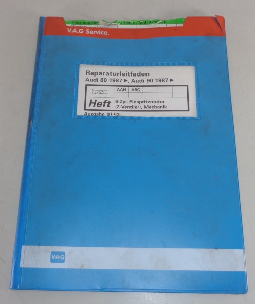 Werkstatthandbuch Audi 80 / 90 B3 Typ 89 6-Zyl. Motor 2,6l / 2,8l von 07/1992