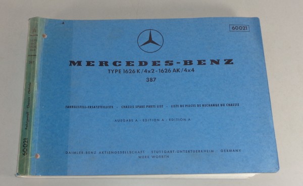 Teilekatalog Mercedes Benz LKW 1626 K / 4x2 - 1626 AK / 4x4 Fahrgestell 5/1973