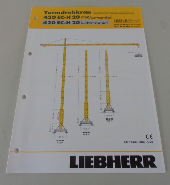 Datenblatt Liebherr Turmdrehkran 420 EC-H 20 FR.tronic / Litronic von 04/2010