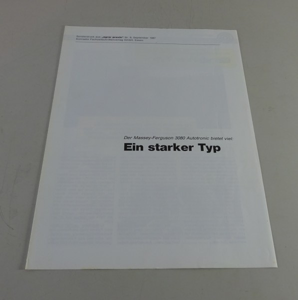 Prospekt / Broschüre Massey Ferguson MF 3080 Autotronic Stand 09/1987