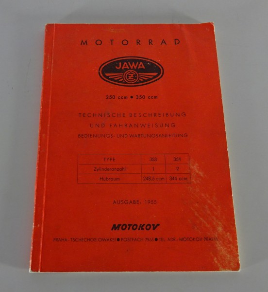 Betriebsanleitung / Handbuch Jawa 350 Typ 354 / 250 Typ 353 Stand 1955