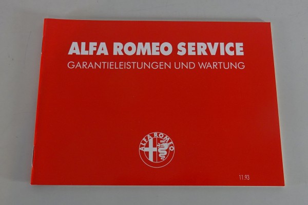 Scheckheft Alfa Romeo 33 / 155 / 164 / GTV + Spider Typ 916 blanko Stand 11/1993