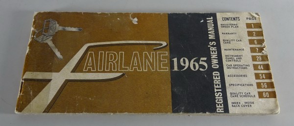 Owner´s Manual / Handbook Ford Fairlane Stand 1965