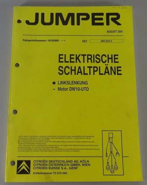 Werkstatthandbuch / Schaltpläne Citroen Jumper Motor DW10-UTD Stand 08/2001
