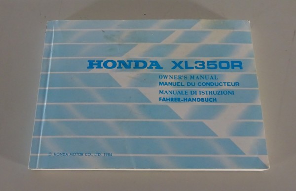 Betriebsanleitung / Owner's Manual Honda XL 350 R Stand 1984