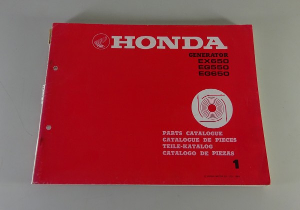 Teilekatalog / Parts Catalog Honda Generator EG 550 / 650 + EX 650 Stand 1984
