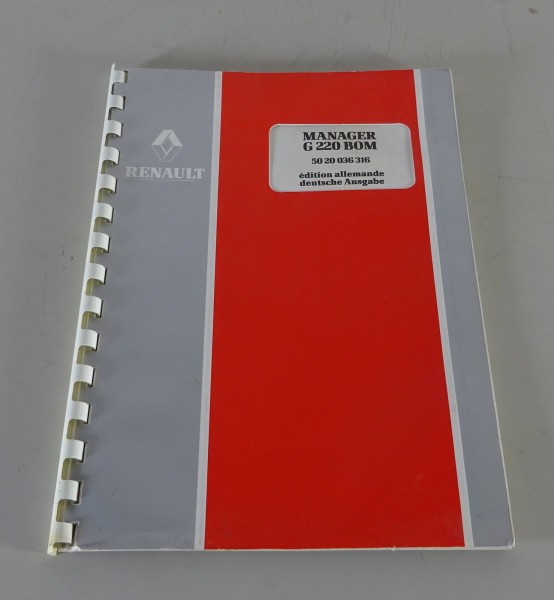 Betriebsanleitung / Handbuch Renault LKW Manager G 220 BOM Stand 06/1995