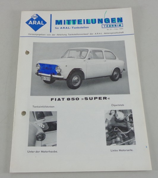 Service Mitteilung Aral Fiat 850 Super von 02/1965