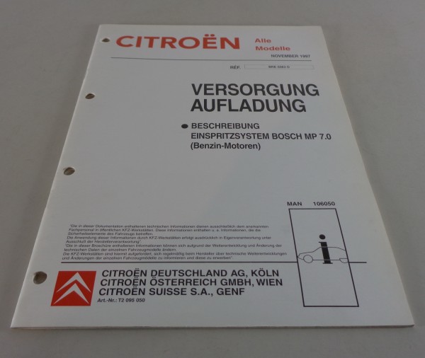 Werkstatthandbuch Citroen XM / Xantia Einspritzsystem Bosch MP 7.0 Stand 11/1997