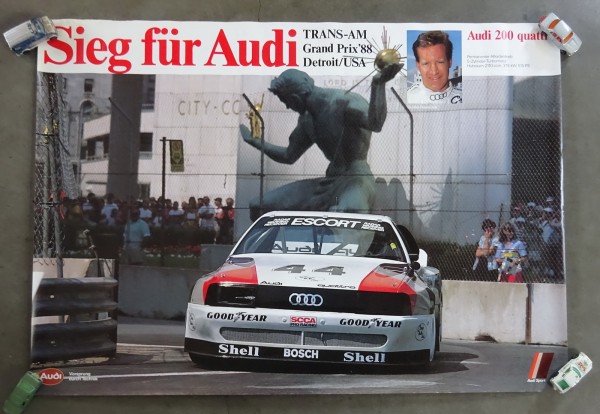 Poster / Plakat Audi 200 Quattro Trans-Am Grand Prix´88 mit Hurley Haywood