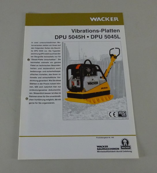 Prospekt Wacker Vibrations-Platten DPU 5045H / DPU 5045L Stand 03/1995