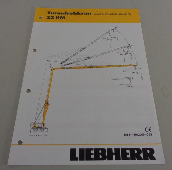 Datenblatt / Technische Beschreibung Liebherr Turmdrehkran 22 HM von 01/2010