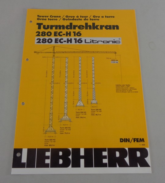 Datenblatt Liebherr Turmdrehkran 280 EC-H 16 / Litronic von 03/2001