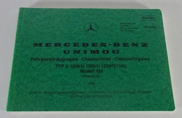 Bildkatalog Mercedes Unimog U 1000 / U 1200 / U 1250 / U 1550 Typ 424 Stand 1986