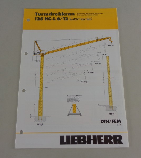 Datenblatt Liebherr Turmdrehkran 125 HC-L 6/12 Litronic von 04/2007