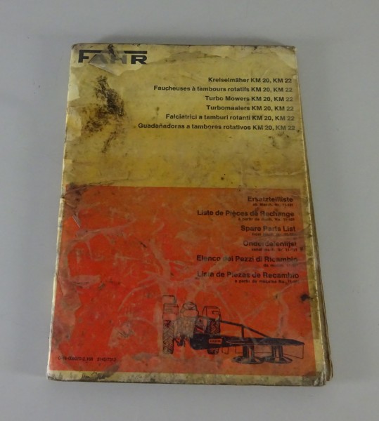 Teilekatalog / Ersatzteilliste Fahr Kreiselmäher KM 20 / KM 22