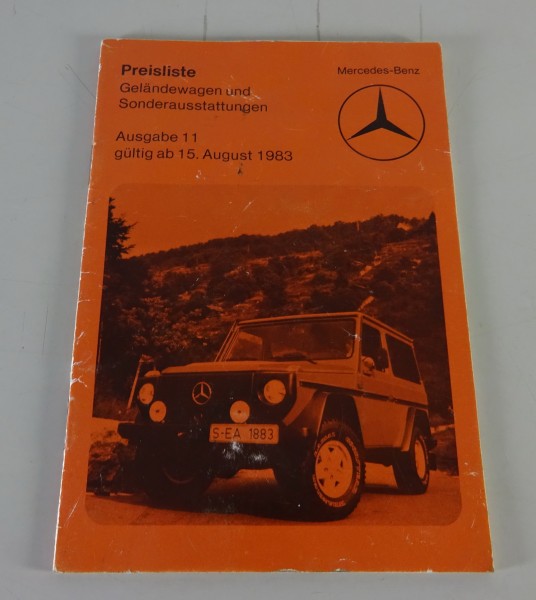 Preisliste Mercedes-Benz G-Modell / G-Klasse W460 gültig ab 15/08/1983