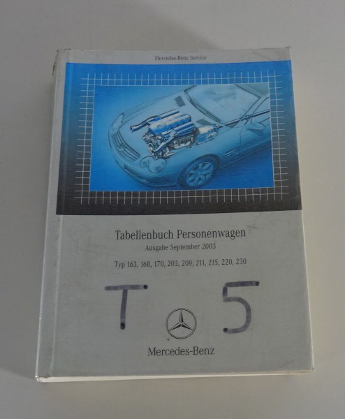 Tabellenbuch Mercedes Benz 163 168 170 203 209 211 215 220 230 Stand 09/2003
