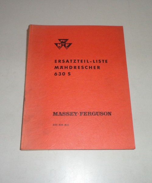 Teilekatalog / Ersatzteilliste Massey Ferguson Mähdrescher 630S - St. 05/1961
