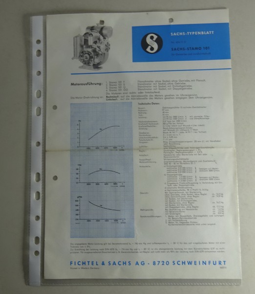 Typenblatt / Technische Daten Sachs Stamo 101 für Gewerbe und Landwirtschaft