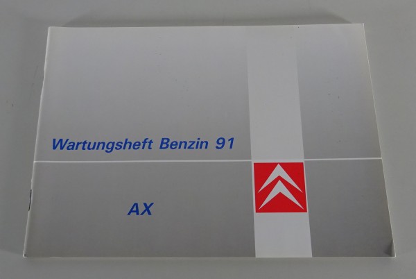 Scheckheft / Serviceplan / Wartungsheft blanko Citroen AX Benzin Stand 1991